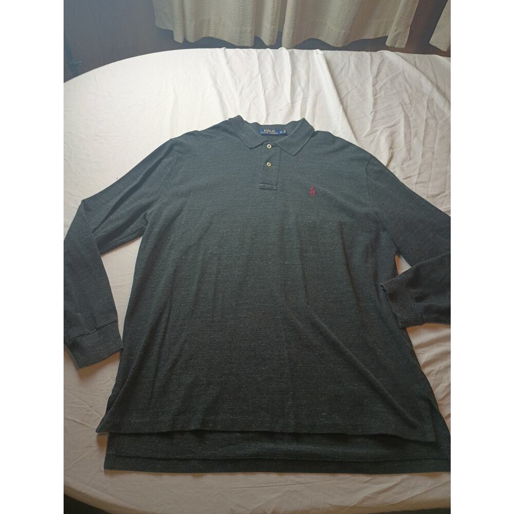Polo Ralph Lauren‎ Gray Pony Long sleeve Shirt Polo Men Size XL Old Money Office